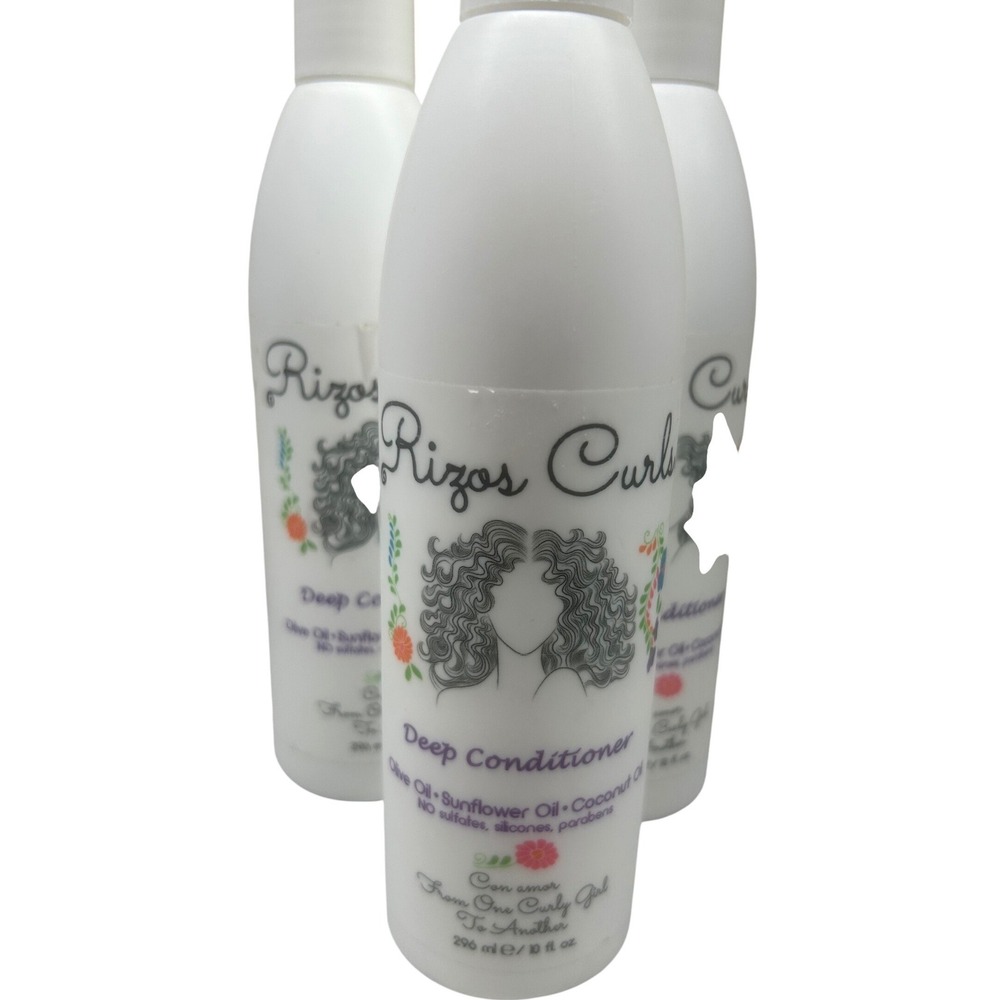 Rizos Curls Deep Conditioner 10oz 3 Pack Olive Sunflower Coconut Oil FrizControl